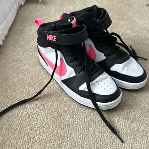 Nike high tops with hot pink detail